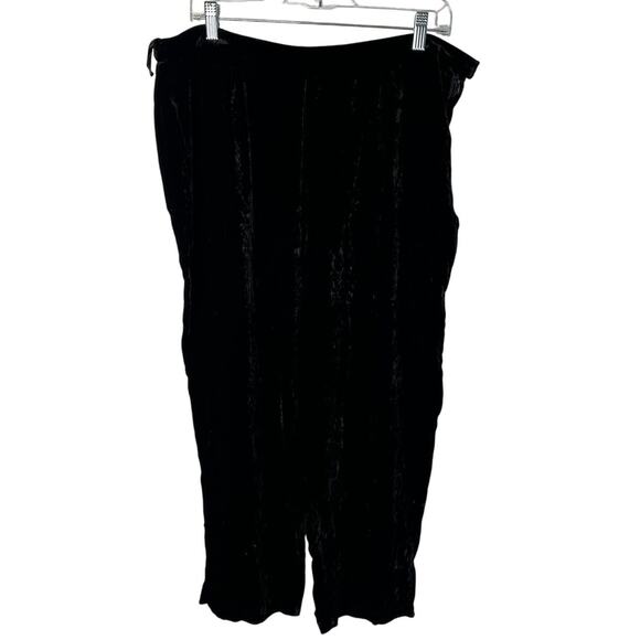 Valerie Stevens 18W Silk Rayon VELVET Dress Pants Pull On Cropped COMFORT Black - Picture 3 of 6